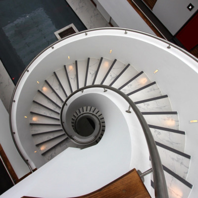 Luxury spiral stairs installed in Denham film studio development in Buckinghamshire