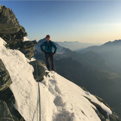 Sean Milbank stands on Matterhorn mountain Switzerland