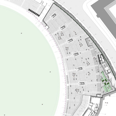 aerial view plans of the Peter may stand within the Kia oval cricket stadium